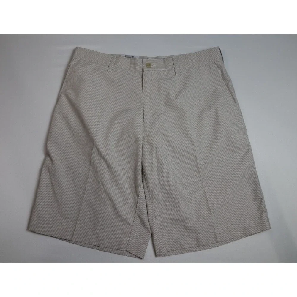 Champion Tour Mens Shorts Sz 32 Gray Pinstripe Flat Front Performance Wear Golf